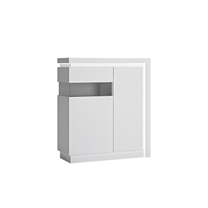 Vitrine White Lyon Avec Porte Vitrée À Gauche - Blanc Séjour