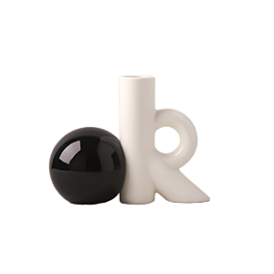 Vase En Céramique - Blanc / Noir Décoration