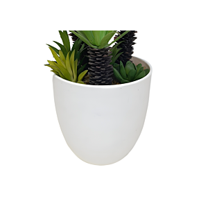 Plante Artificielle Avec Pot En Melamine 20X19X33Cm - Blanc