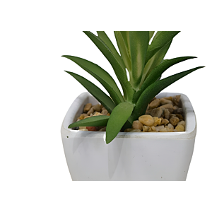 Plante Artificielle Avec Pot En Melamine 7,5X6,5X12,5Cm - Blanc