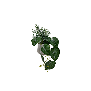 Patate Douce Artificielle Avec Pot En Ciment - Blanc Plantes et fleurs artificielles