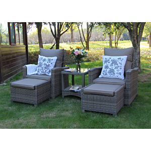 Set Relax Inclinables Vip Vibes Avec Reposes Pieds + Table Basse - Taupe