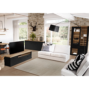 Buffet Black Duro 4 Portes + 2 Tiroirs - Chêne / Noir
