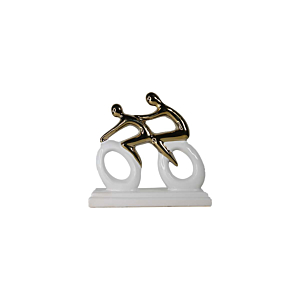 Statue Decorative Duo- Cyclette - Blanc / Doré