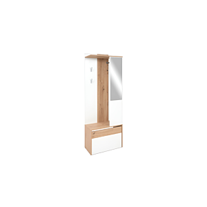 Vestiaire Compact Gera 1 Abattant + 1 Miroir - Blanc / Chêne Les Bons Plans