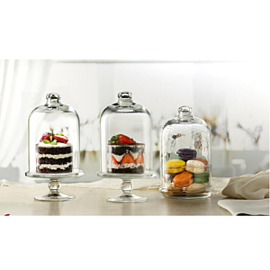 Cloche Patisserie Rayé - Blanc