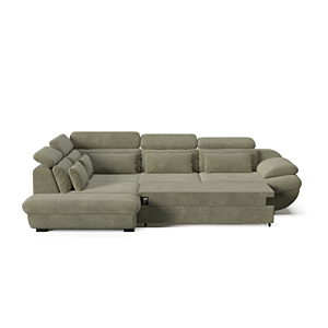 Canapé D'Angle Gauche Infinity Avec Fonction Lit Et Rangement - Vert