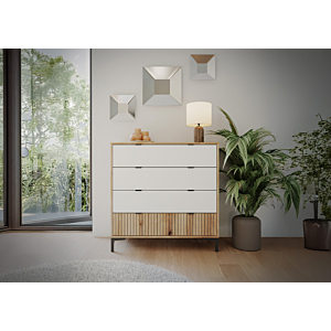 Commode Ricko - Chêne / Blanc