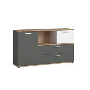 Meuble Multifonctions Twenty - Blanc / Chêne / Gris Soldes été vague 2
