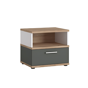 Table De Chevet Twenty - Blanc / Chêne / Gris Soldes été vague 2