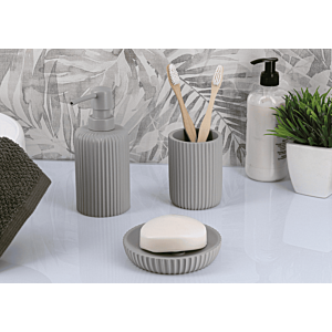 Distributeur À Savon Strié 230Ml - Gris Clair