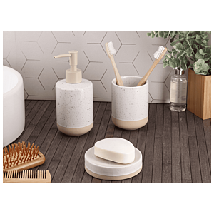 Porte Savon Moucheté - Blanc / Beige