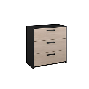 Commode Celest 3 Tiroirs - Chêne / Noir Rangement