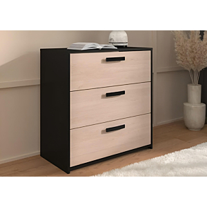 Commode Celest 3 Tiroirs - Chêne / Noir
