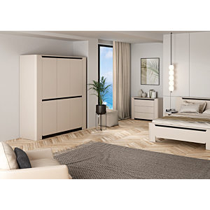 Armoire Vodol Avec 3 Portes - Blanc / Noir