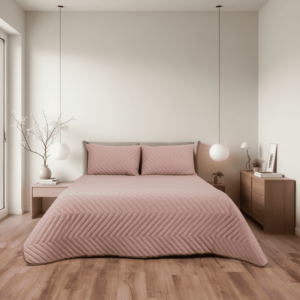 Couvre lit Bouty Uni Avec Taie D'oreiller - Taupe Nude