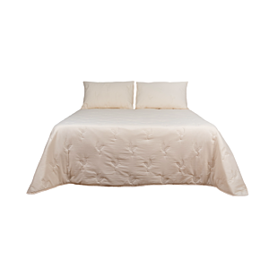 Couvre lit Bouty Uni Touche Coton Avec Taie D'oreiller – Écru Essentiel HIVER