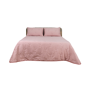 Couvre lit Bouty Uni Touche Coton Avec Taie D'oreiller - Rose Essentiel HIVER
