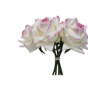 Bouquet De Roses Artificielles 26Cm - Blanc
