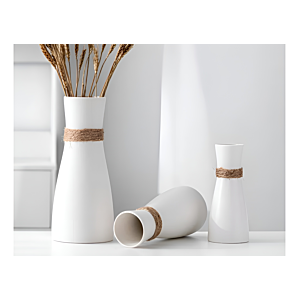 Vase Avec Corde Decorative 13X30X10Cm - Blanc