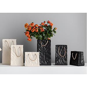 Vase Effet Sac Froisse 14X13.8X13.8Cm - Noir