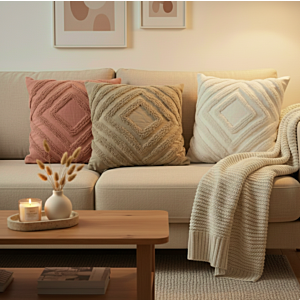 Coussin Deco Losange 45*45 Cm Avec Zip - Rose
