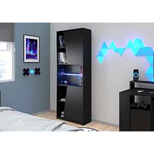 Bibliothèque New Legend 6 Niches + 2 Portes + Led - Noir