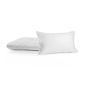 Couette Rayée Satinée + 1 Taie D'Oreiller 70X50 - Blanc Housses de couette
