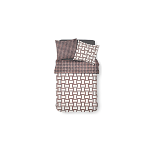 Parure De Lit Imprimé 240X220Cm Motif Brique - Blanc / Noir Essentiel HIVER