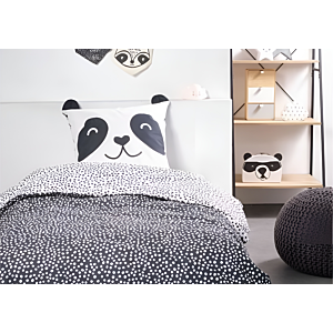 Parure De Lit Funny Panda 140X200Cm - Noir