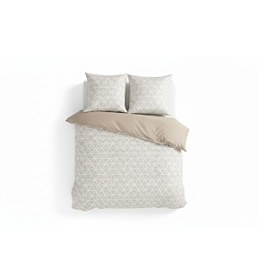 Parure De Lit Imprimé 240X220Cm Motifs Triangulaires - Beige Essentiel HIVER