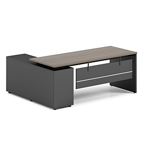 Bureau Respect Avec Crédence - Noyer/Gris 