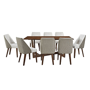 Set Table À Manger Katline Avec 8 Chaises - Marron Déstockage