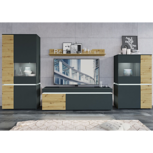 Petite Vitrine Avec Led Luci - Artisan Oak / Gris