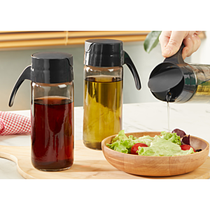 Set De 3 Pichets Huile Et Vinaigre - Noir Transparent
