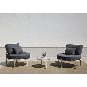 Set Balcon Comfort Zone 2 Fauteuils + Table - Gris Foncé