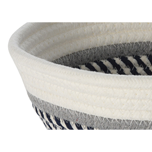 Panier En Corde De Coton - Gris / Blanc