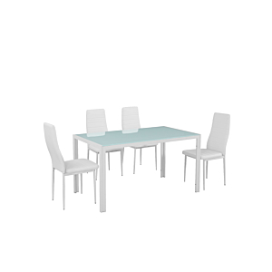 Set Table À Manger Miro Avec 4 Chaises - Blanc Séjour
