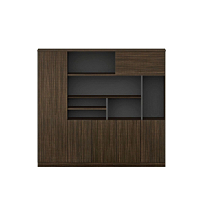 Élément De Rangement Bas Luxury - Chêne Foncé / Gris Déstockage