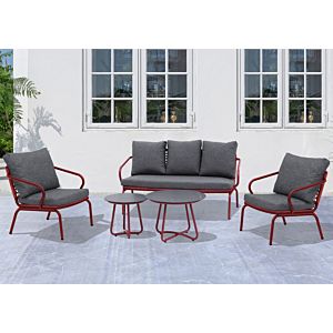 Salon De Jardin Alicia - Gris Foncé / Rouge