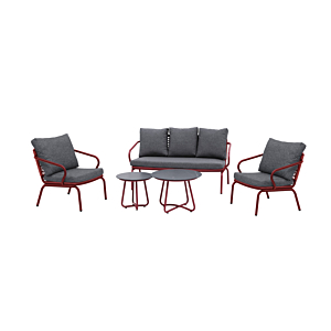 Salon De Jardin Alicia - Gris Foncé / Rouge Liquidations Jardin