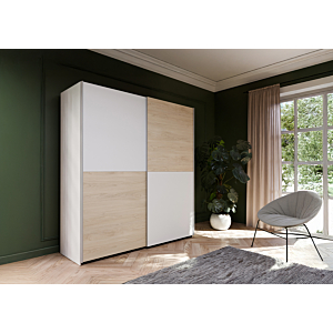 Armoire Schattmatt Design Carreaux - Blanc / Chêne