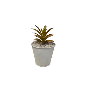 Plante Artificielle Avec Pot En Fer 10X10X15,5Cm - Blanc Décoration
