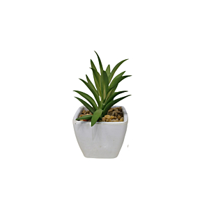 Plante Artificielle Avec Pot En Melamine 7,5X6,5X12,5Cm - Blanc Décoration