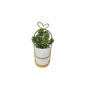 Plante Artificielle Avec Pot En Ceramic 9,5X9,5X21Cm - Blanc Soldes été vague 2