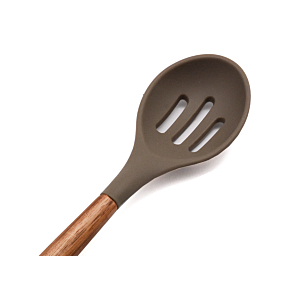 Cuillère À Fentes Acacia Avec Silicone - Beige