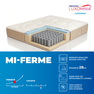 Matelas Kinedorsal Luxomnia 120X200Cm - Beige / Blanc + Couette Gratuite
