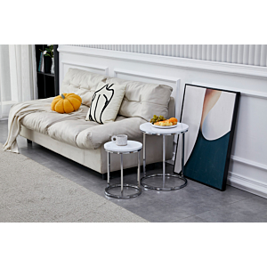 Table De Coin Seoul Gigogne - Blanc / Argenté Table d'appoint