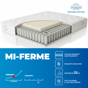 Matelas Doremi Nature Cotton 200x200cm - Beige